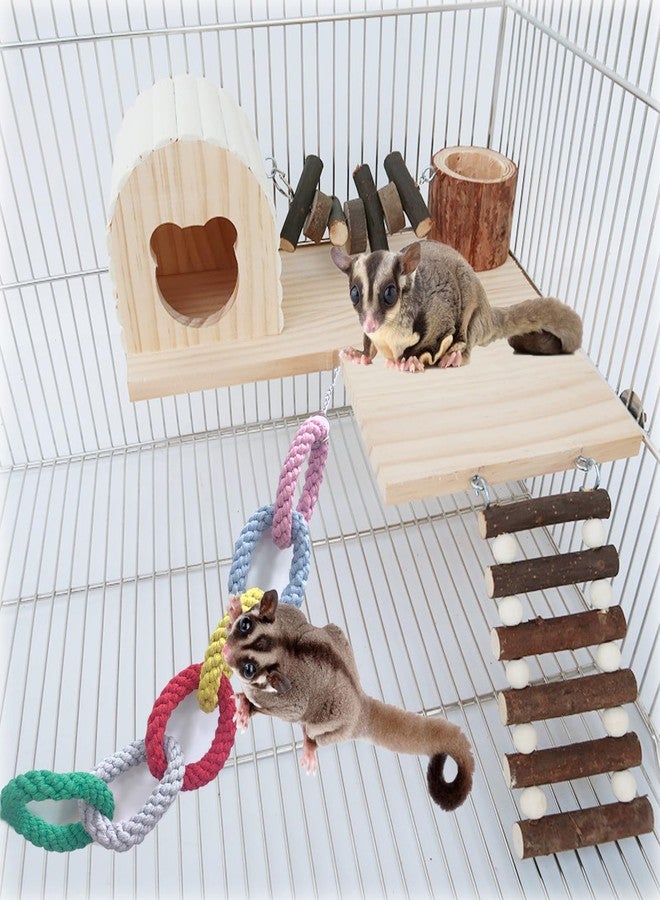 TTFdacai Sugar Glider Hanging Six-Ring Climbing Toys,Sugar Glider Swing Toys,Sugar Glider Climbing Rope Cage Accessories for Sugar Glider Ferret Hamster Squirrel Chinchilla Parrots Climbing Exercising - Image 3